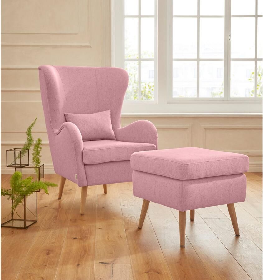 Home affaire Fauteuil Sallito TV-stoel oorfauteuil met Hocker in veel stofkwaliteiten ook in fluweelcord - Foto 4