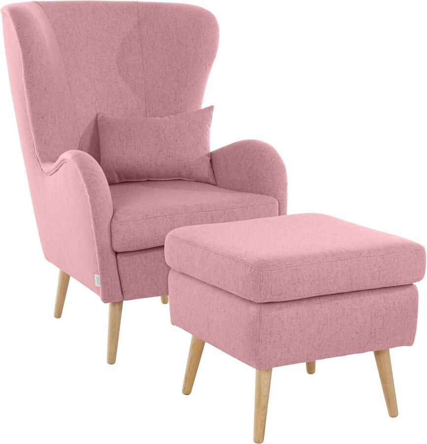 Home affaire Fauteuil Sallito TV-stoel oorfauteuil met Hocker in veel stofkwaliteiten ook in fluweelcord - Foto 3