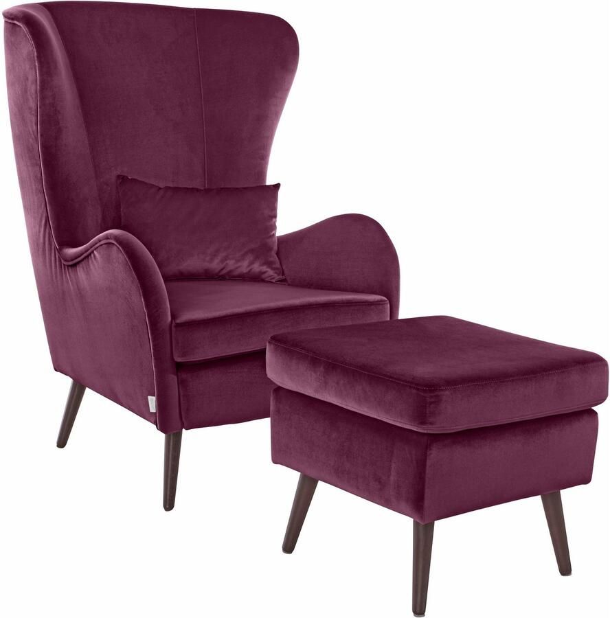 Home affaire Fauteuil Sallito TV-stoel oorfauteuil met Hocker in veel stofkwaliteiten ook in fluweelcord