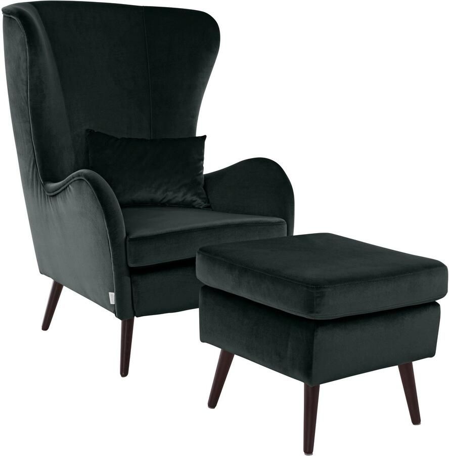 Home affaire Fauteuil Sallito TV-stoel oorfauteuil met Hocker in veel stofkwaliteiten ook in fluweelcord