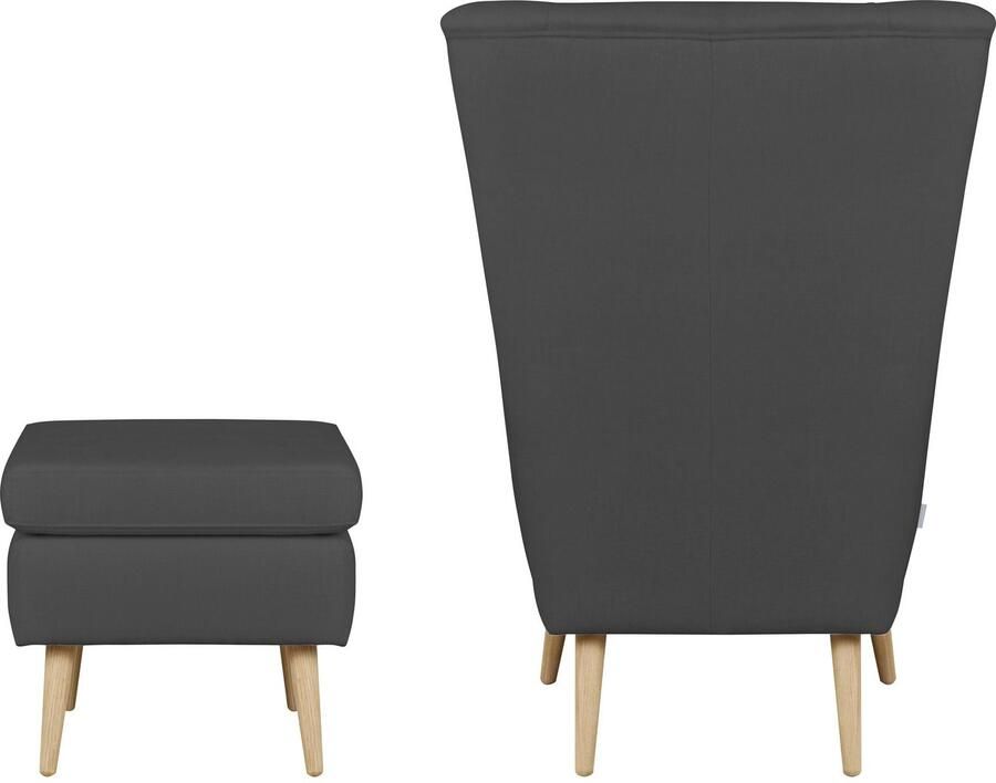 Home affaire Fauteuil Sallito TV-stoel oorfauteuil met Hocker in veel stofkwaliteiten ook in fluweelcord - Foto 5