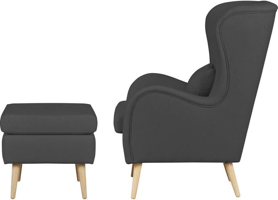 Home affaire Fauteuil Sallito TV-stoel oorfauteuil met Hocker in veel stofkwaliteiten ook in fluweelcord - Foto 7