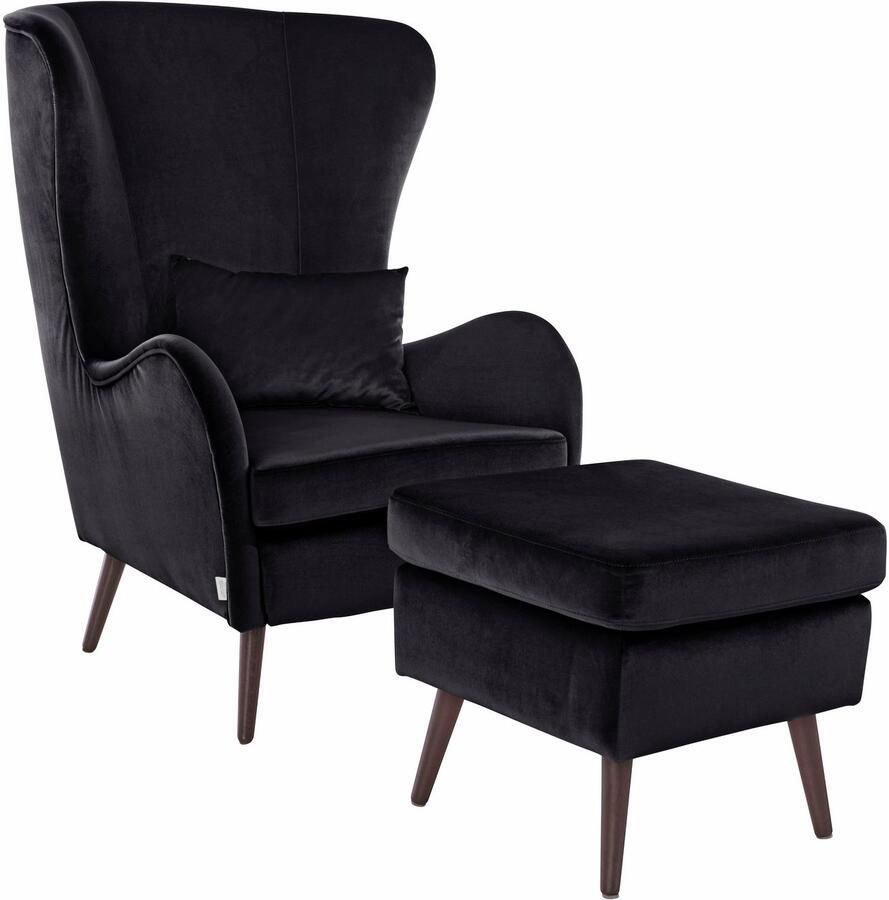 Home affaire Fauteuil Sallito TV-stoel oorfauteuil met Hocker in veel stofkwaliteiten ook in fluweelcord