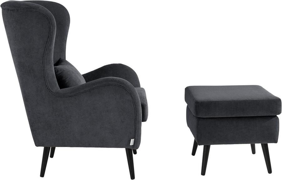 Home affaire Fauteuil Sallito TV-stoel oorfauteuil met Hocker in veel stofkwaliteiten ook in fluweelcord - Foto 11