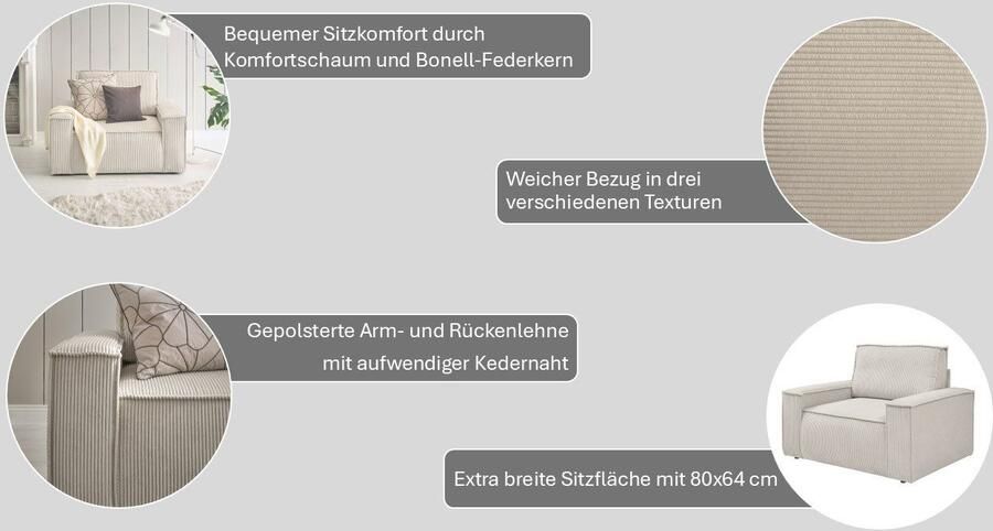 Home affaire Fauteuil SHERWOOD Love-Seat beschikbaar in 3 stofsoorten - Foto 8