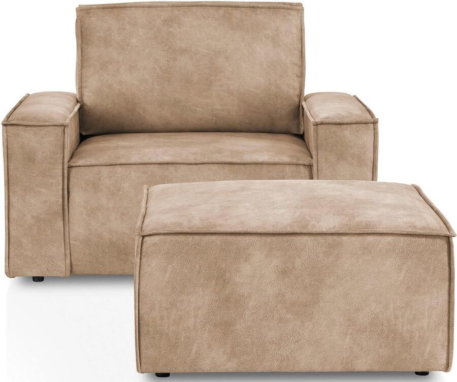 Home affaire Fauteuil Sherwood Loveseat en hocker als set passend bij de bekleding-serie SHERWOOD