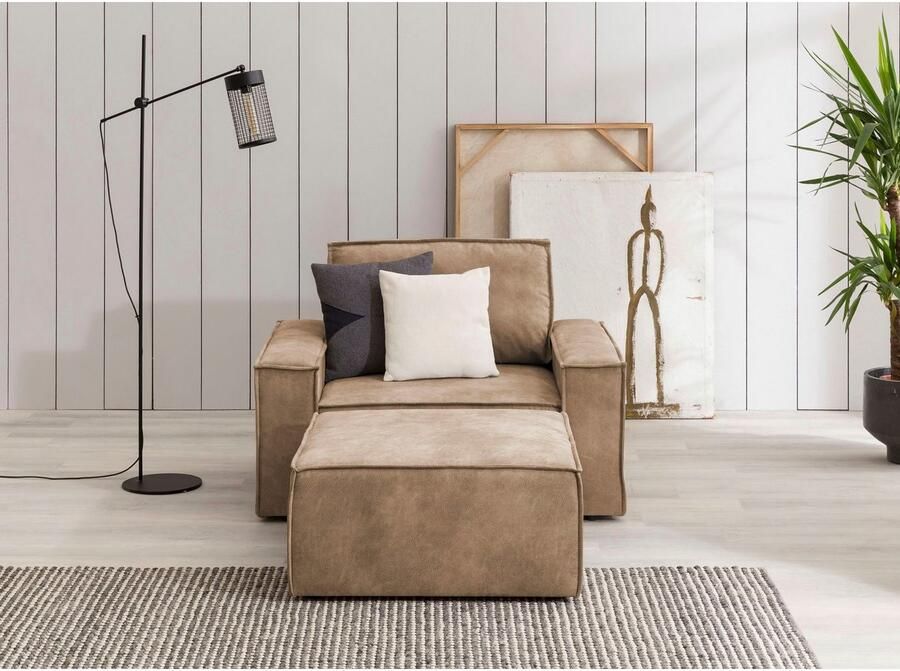 Home affaire Fauteuil Sherwood Loveseat en hocker als set passend bij de bekleding-serie SHERWOOD - Foto 4