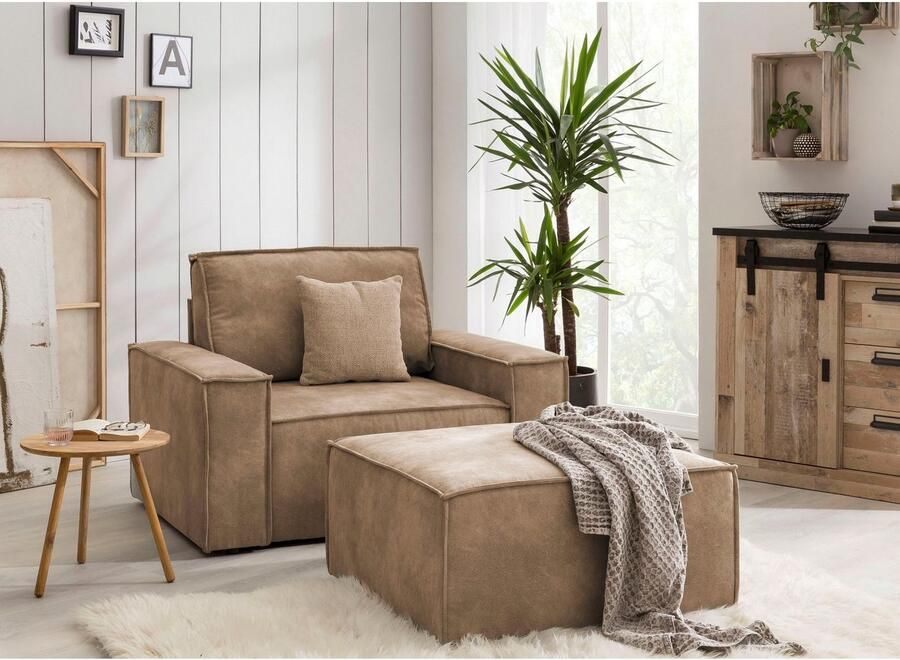 Home affaire Fauteuil Sherwood Loveseat en hocker als set passend bij de bekleding-serie SHERWOOD - Foto 6