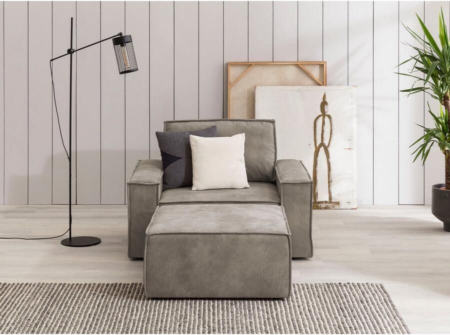 Home affaire Fauteuil Sherwood Loveseat en hocker als set passend bij de bekleding-serie SHERWOOD - Foto 5