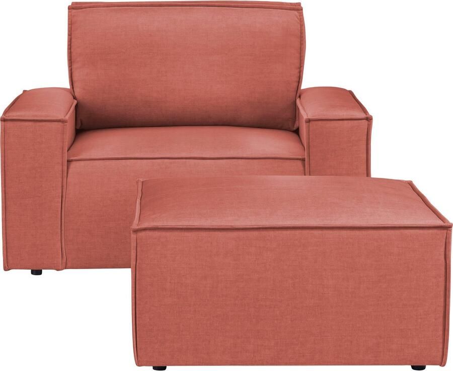 Home affaire Fauteuil Sherwood Loveseat en hocker als set passend bij de bekleding-serie SHERWOOD - Foto 2