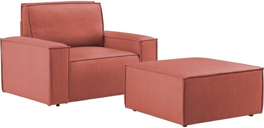 Home affaire Fauteuil Sherwood Loveseat en hocker als set passend bij de bekleding-serie SHERWOOD - Foto 8