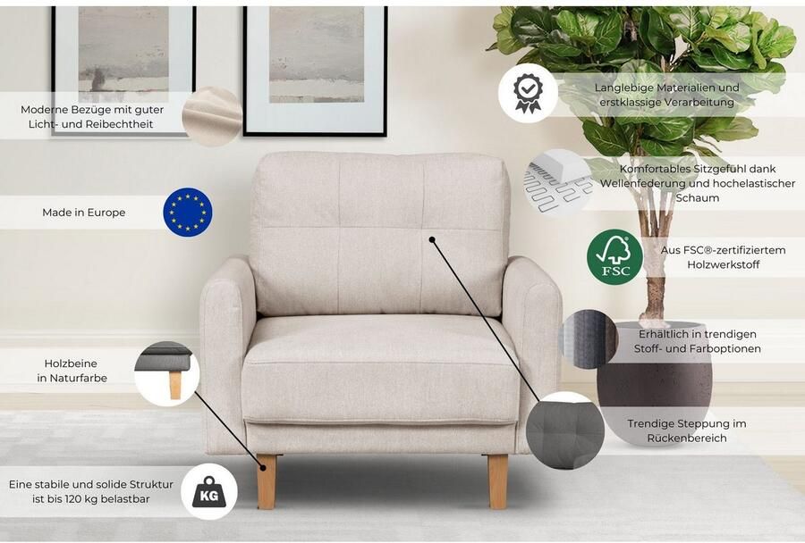 Home affaire Fauteuil TRIPLO relaxstoel met golfondersteuning afmetingen B D H: 95 100 89 cm - Foto 5