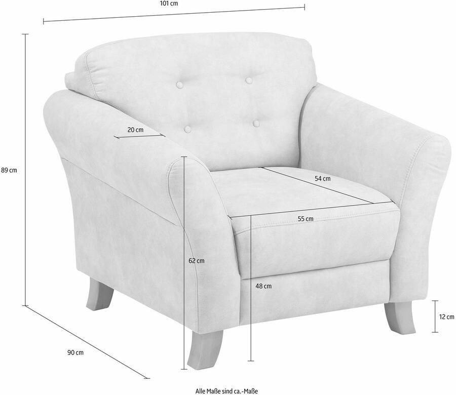 Home affaire Fauteuil Trondheim met binnenvering capitonnage achter