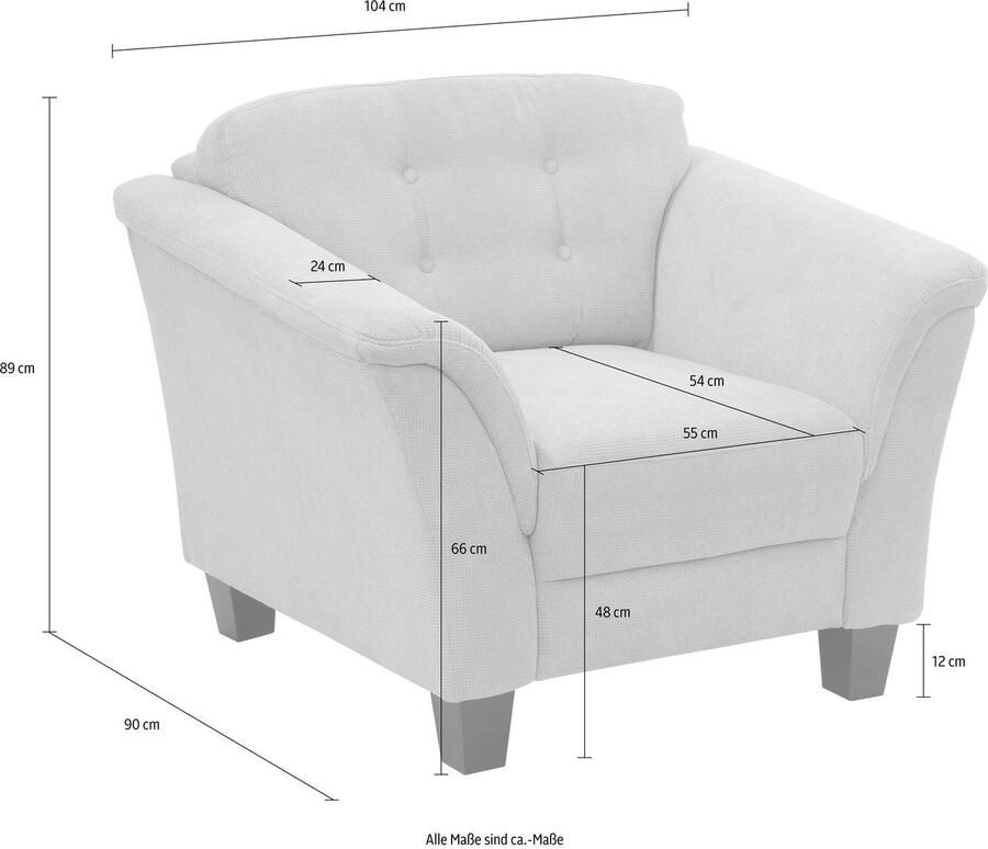 Home affaire Fauteuil Trondheim met binnenvering capitonnage achter poten van beukenhout (set)