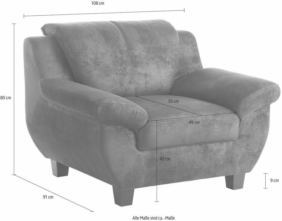 Home affaire Fauteuil Yesterday comfortabele armleuningen en rugkussens breedte 108cm houten voet - Foto 1