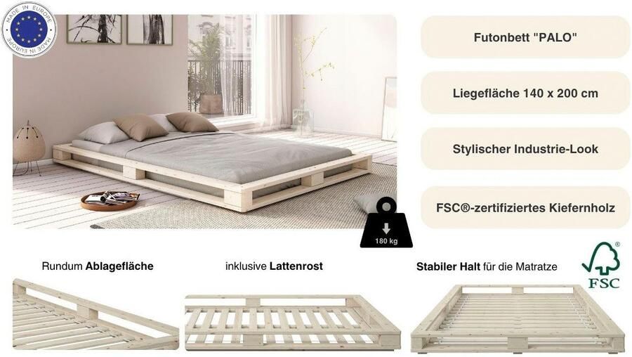 Home affaire Futonbed PALO BESTSELLER! Massief houten bed rondom opbergruimte - Foto 4
