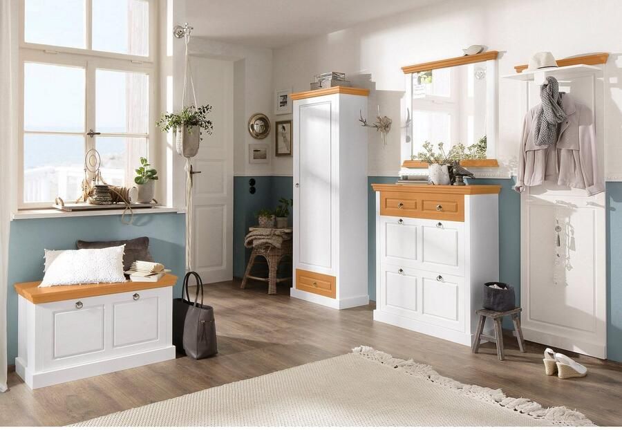 Home affaire Kledingkast Basilico van massieve dennen fsc breedte 67 cm met kledingstang - Foto 3