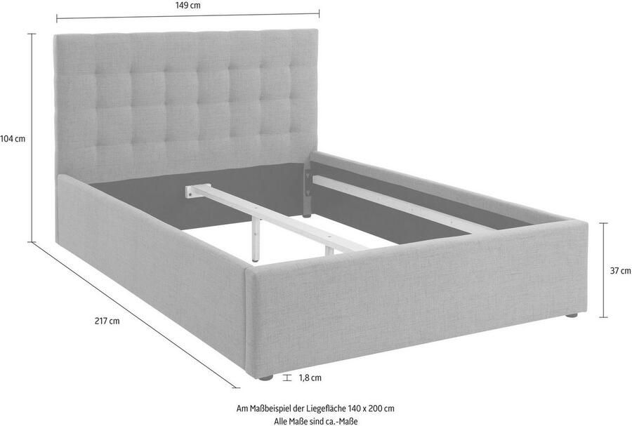 Home affaire Gestoffeerd bed Hamar knoopstiksels in het hoofdeinde tot 250 KG belastbaar - Foto 5