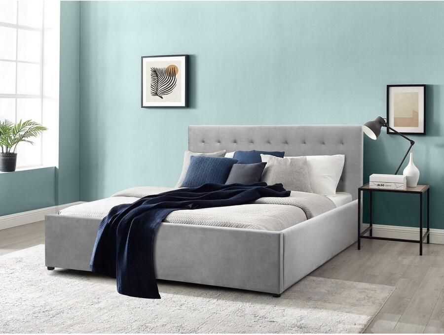 Home affaire Gestoffeerd bed Hamar knoopstiksels in het hoofdeinde tot 250 KG belastbaar