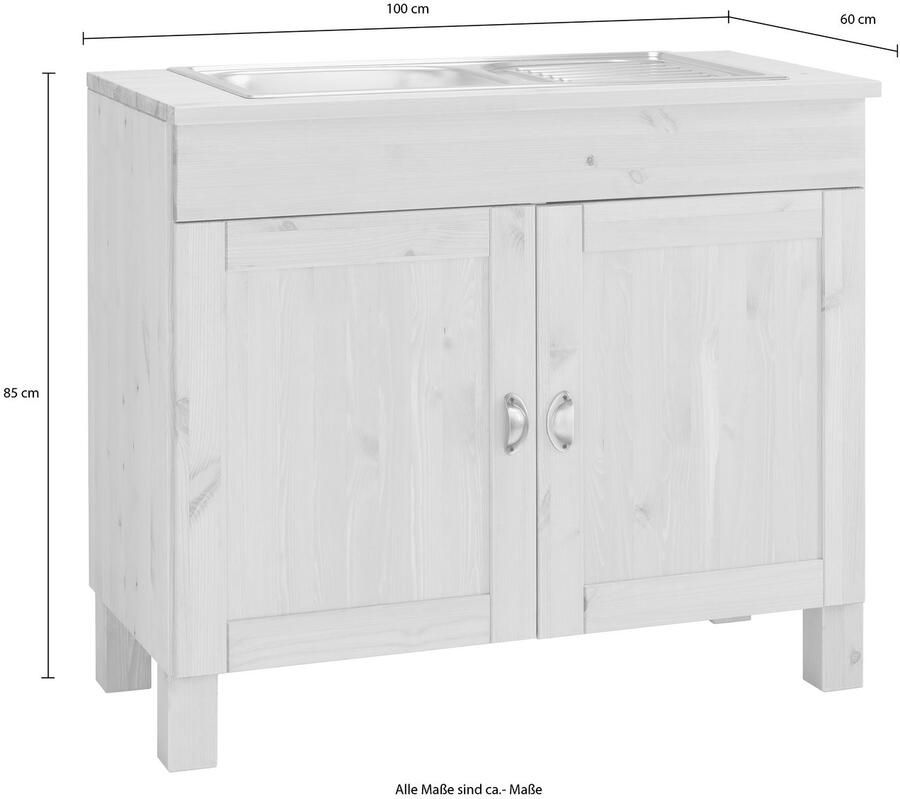 Home affaire Gootsteenkast Oslo 100 cm breed in 2 diepten inclusief inbouwspoelbak van edelstaal