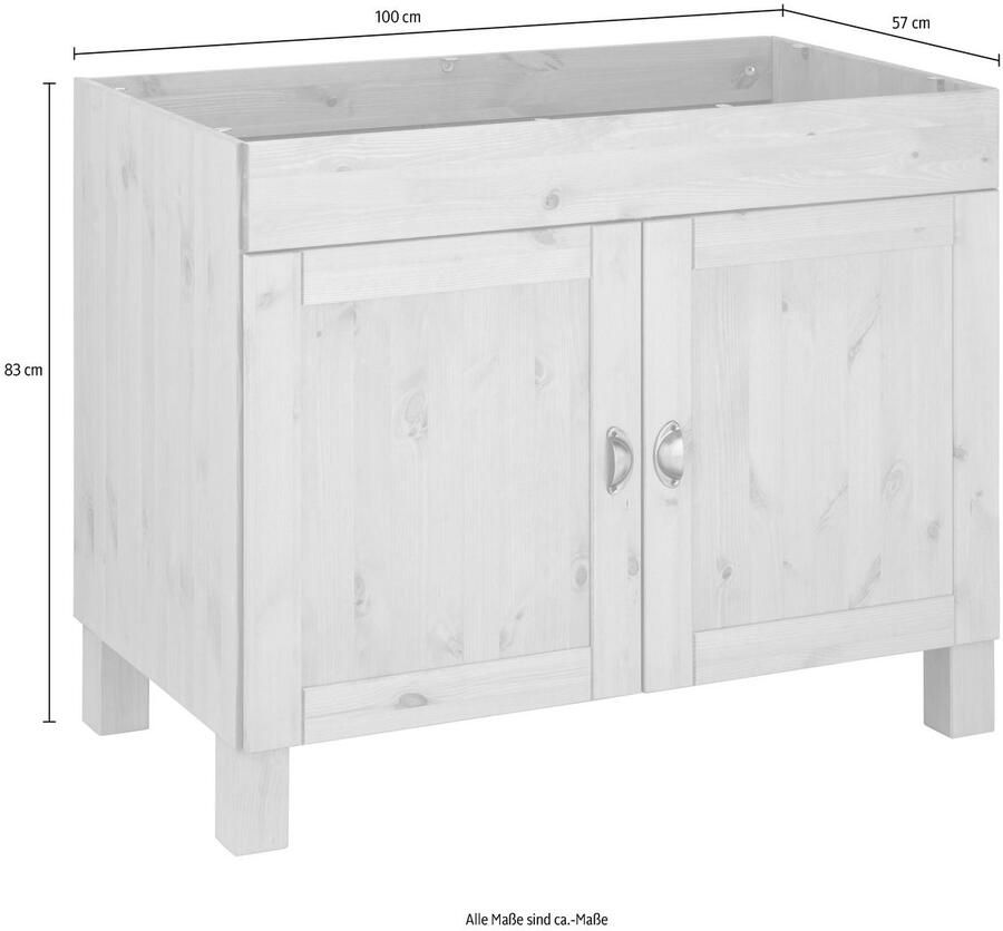 Home affaire Gootsteenkast Oslo 100 cm breed inclusief inbouwspoelbak van edelstaal van grenen