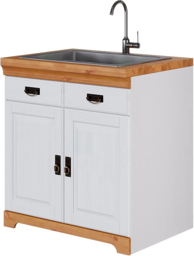 Home affaire Gootsteenkast Rügen Breedte 80 cm massief grenen met 2 deuren - Foto 6