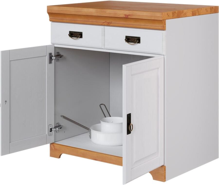 Home affaire Gootsteenkast Rügen Breedte 80 cm massief grenen met 2 deuren - Foto 4