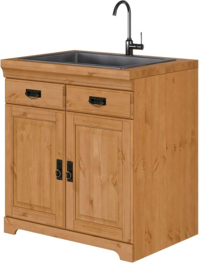 Home affaire Gootsteenkast Rügen Breedte 80 cm massief grenen met 2 deuren - Foto 6