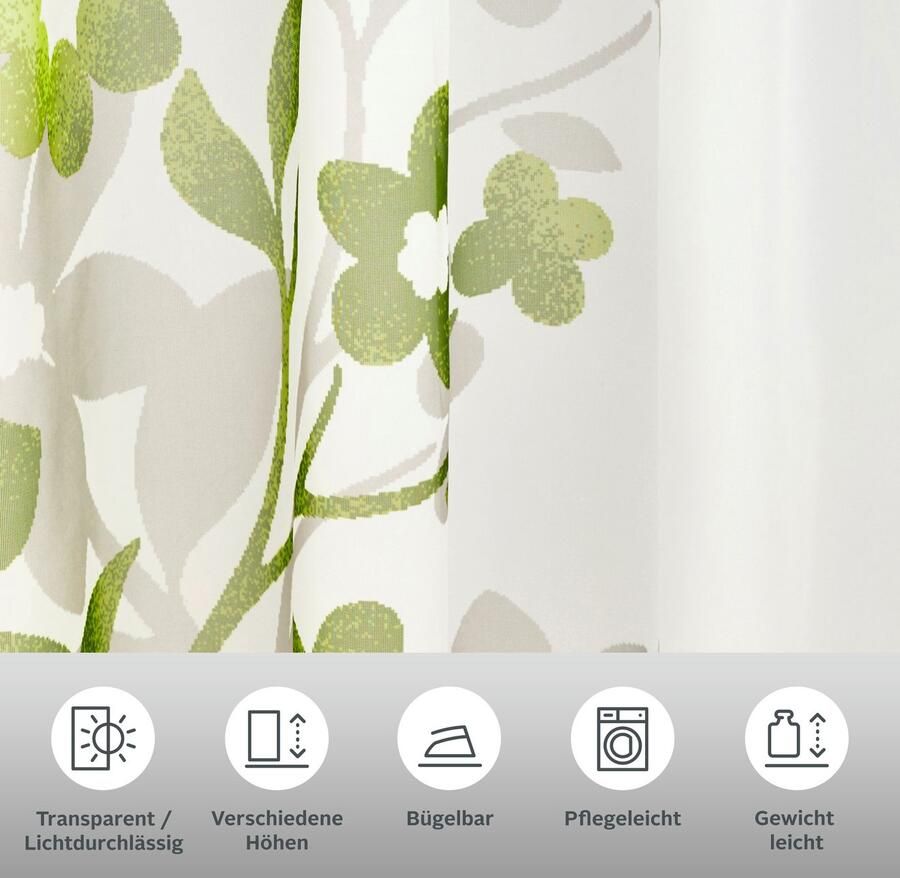 Home affaire Gordijn Ina set van 2 aan een kant gebloemd voile bloemen (2 stuks) - Foto 2