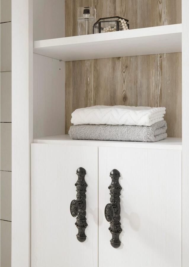 Home affaire Badkamerserie Florenz badkamer in landhuisstijl 4-delig badkamer Waschtafel kast wandplank en spiegel in dennenwit opbergruimte (4-delig) - Foto 6