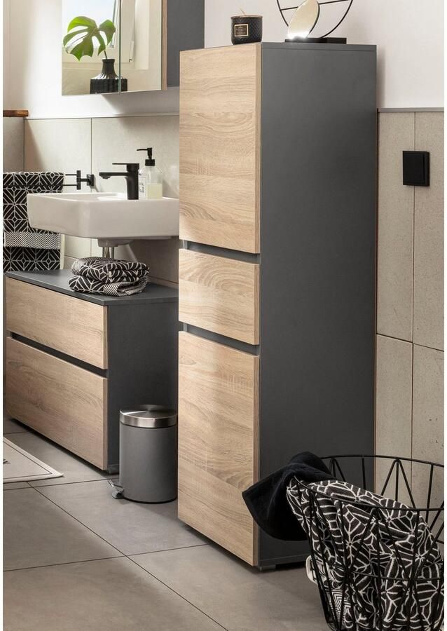 Home affaire Halfhoge kast Wisla Hoogte 130 cm met deuren & lade - Foto 4