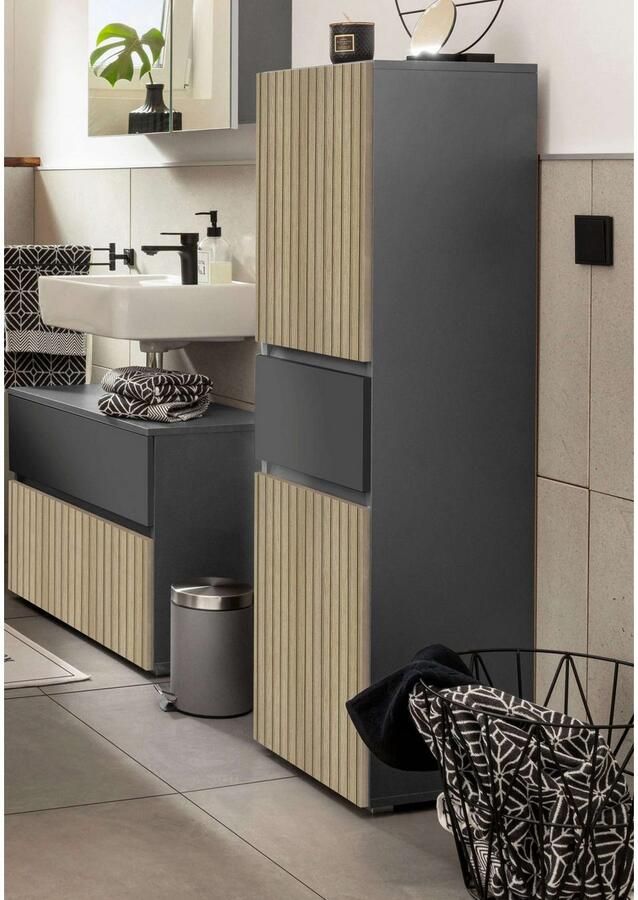 Home affaire Halfhoge kast Wisla Hoogte 130 cm met deuren & lade - Foto 4