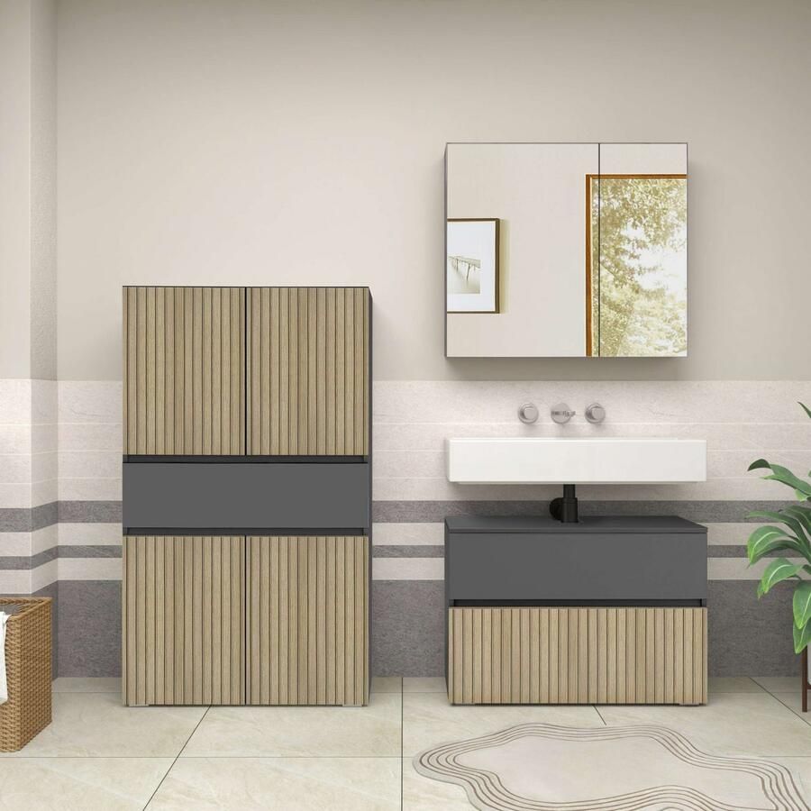 Home affaire Halfhoge kast Wisla met 4 deuren & 1 lade breedte 76 cm hoogte 130 cm