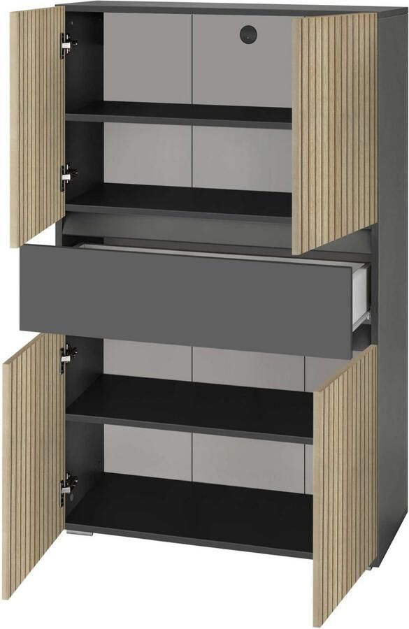 Home affaire Halfhoge kast Wisla met 4 deuren & 1 lade breedte 76 cm hoogte 130 cm - Foto 3