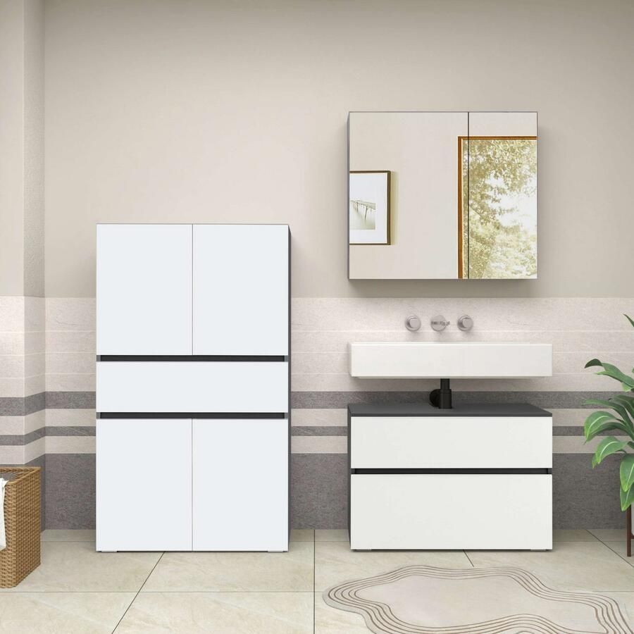 Home affaire Halfhoge kast Wisla met 4 deuren & 1 lade breedte 76 cm hoogte 130 cm