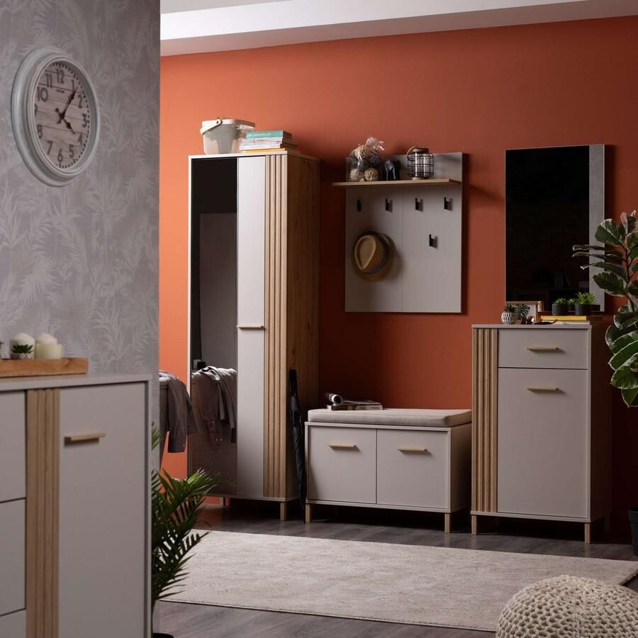 Home affaire Halmeubelset Belfort breedte 199 cm in kasjmier en artisan eik decor (set 5-delig)