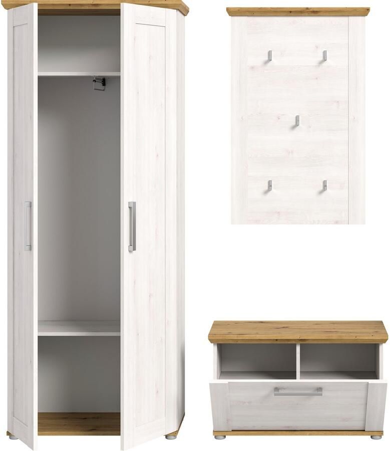 Home affaire Halmeubelset Cosenza Breedte ca. 175 cm 2-kleurig 3-delig bestaande uit: Garderobekombinatie combinatie hal garderobe garderobemeubels (3-delig) - Foto 10