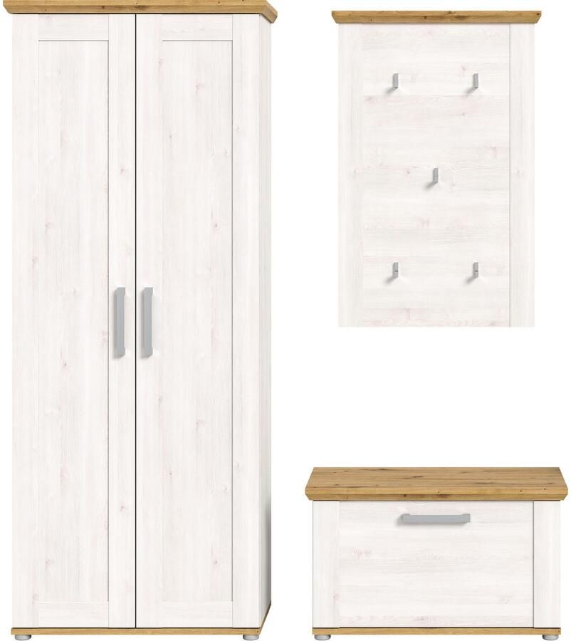 Home affaire Halmeubelset Cosenza Breedte ca. 175 cm 2-kleurig 3-delig bestaande uit: Garderobekombinatie combinatie hal garderobe garderobemeubels (3-delig) - Foto 9