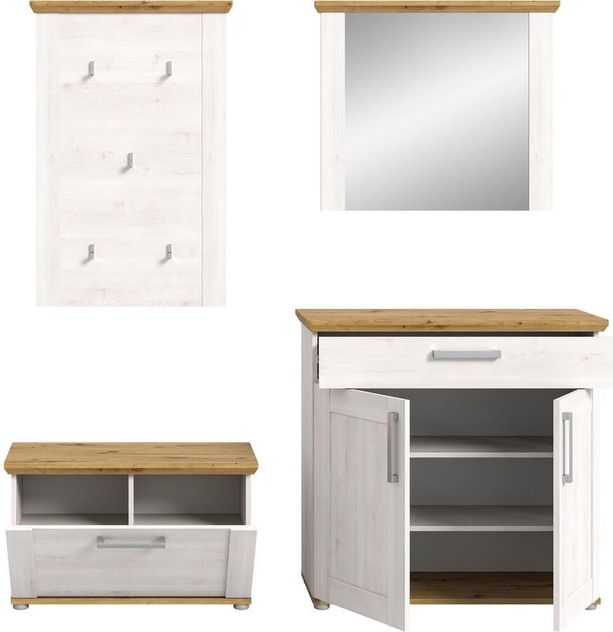 Home affaire Halmeubelset Cosenza Breedte ca. 190 cm 2-kleurig 4-delig bestaande uit: Garderobekombinatie combinatie hal garderobe garderobemeubels (4 stuks) - Foto 8