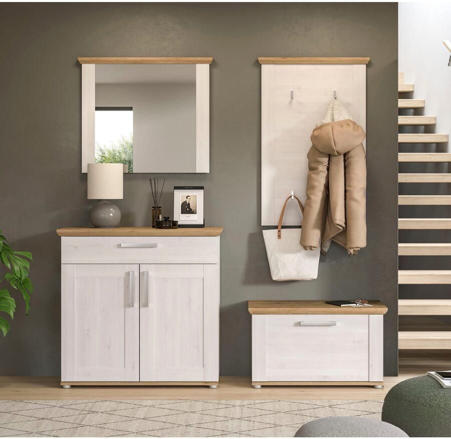 Home affaire Halmeubelset Cosenza Breedte ca. 190 cm 2-kleurig 4-delig bestaande uit: Garderobekombinatie combinatie hal garderobe garderobemeubels (4 stuks) - Foto 7