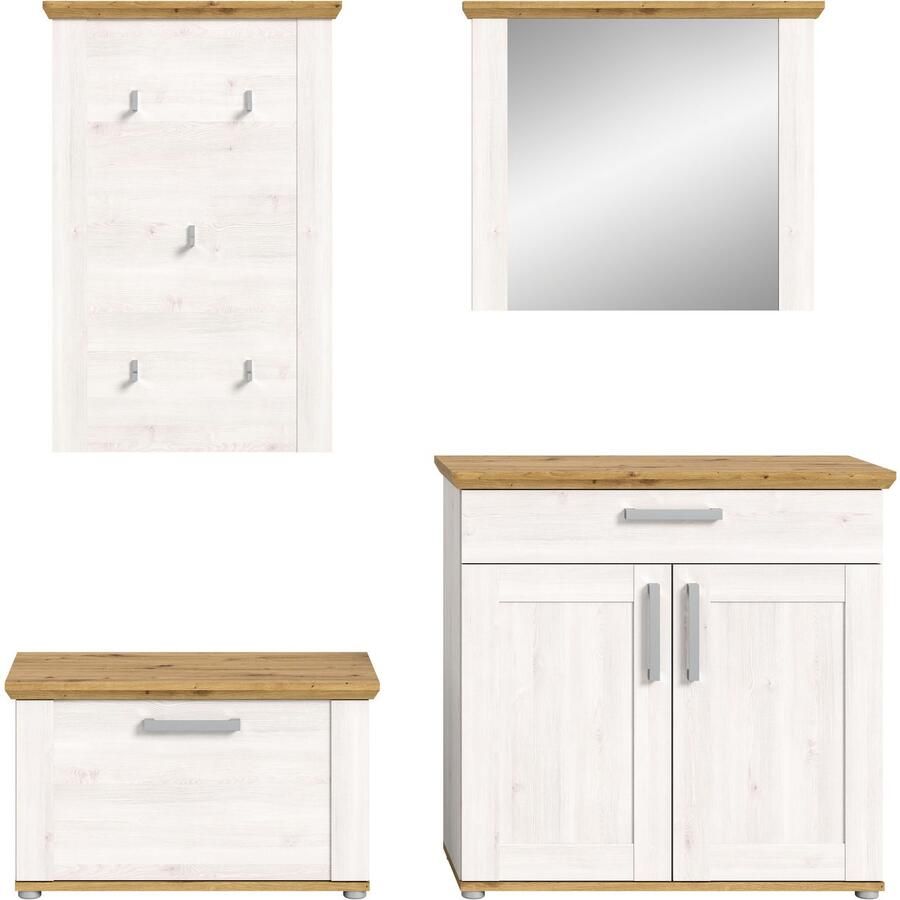 Home affaire Halmeubelset Cosenza Breedte ca. 190 cm 2-kleurig 4-delig bestaande uit: Garderobekombinatie combinatie hal garderobe garderobemeubels (4 stuks) - Foto 4