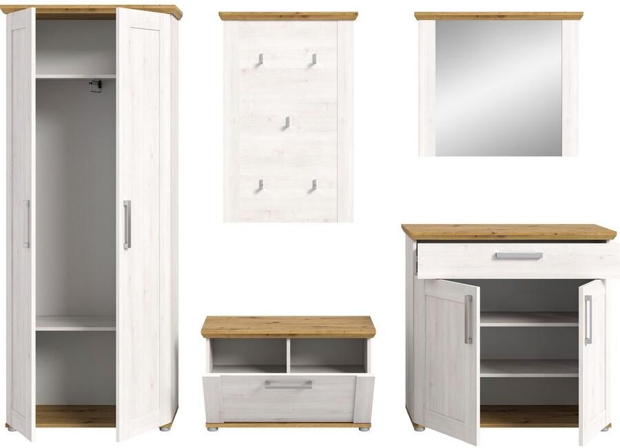 Home affaire Halmeubelset Cosenza Breedte ca. 285 cm 2-kleurig 5-delig bestaande uit: Garderobekombinatie combinatie hal garderobe garderobemeubels (5 stuks) - Foto 17