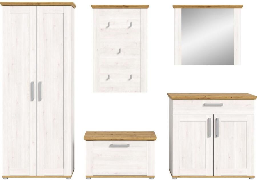 Home affaire Halmeubelset Cosenza Breedte ca. 285 cm 2-kleurig 5-delig bestaande uit: Garderobekombinatie combinatie hal garderobe garderobemeubels (5 stuks) - Foto 16