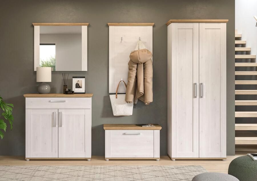 Home affaire Halmeubelset Cosenza Breedte ca. 285 cm 2-kleurig 5-delig bestaande uit: Garderobekombinatie combinatie hal garderobe garderobemeubels (5 stuks) - Foto 15