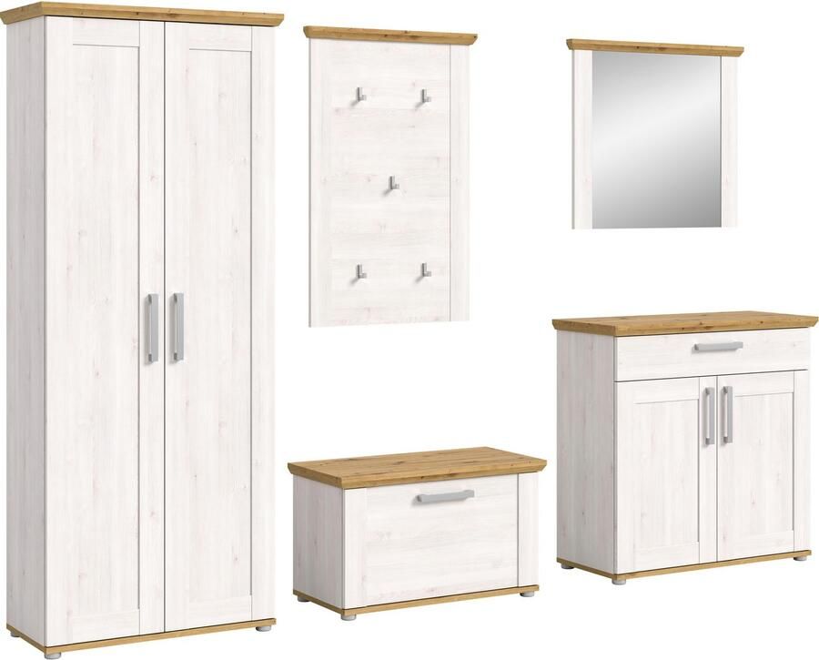 Home affaire Halmeubelset Cosenza Breedte ca. 285 cm 2-kleurig 5-delig bestaande uit: Garderobekombinatie combinatie hal garderobe garderobemeubels (5 stuks) - Foto 10