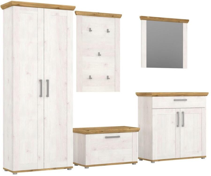 Home affaire Halmeubelset Cosenza Breedte ca. 285 cm 2-kleurig 5-delig bestaande uit: Garderobekombinatie combinatie hal garderobe garderobemeubels (5 stuks) - Foto 8