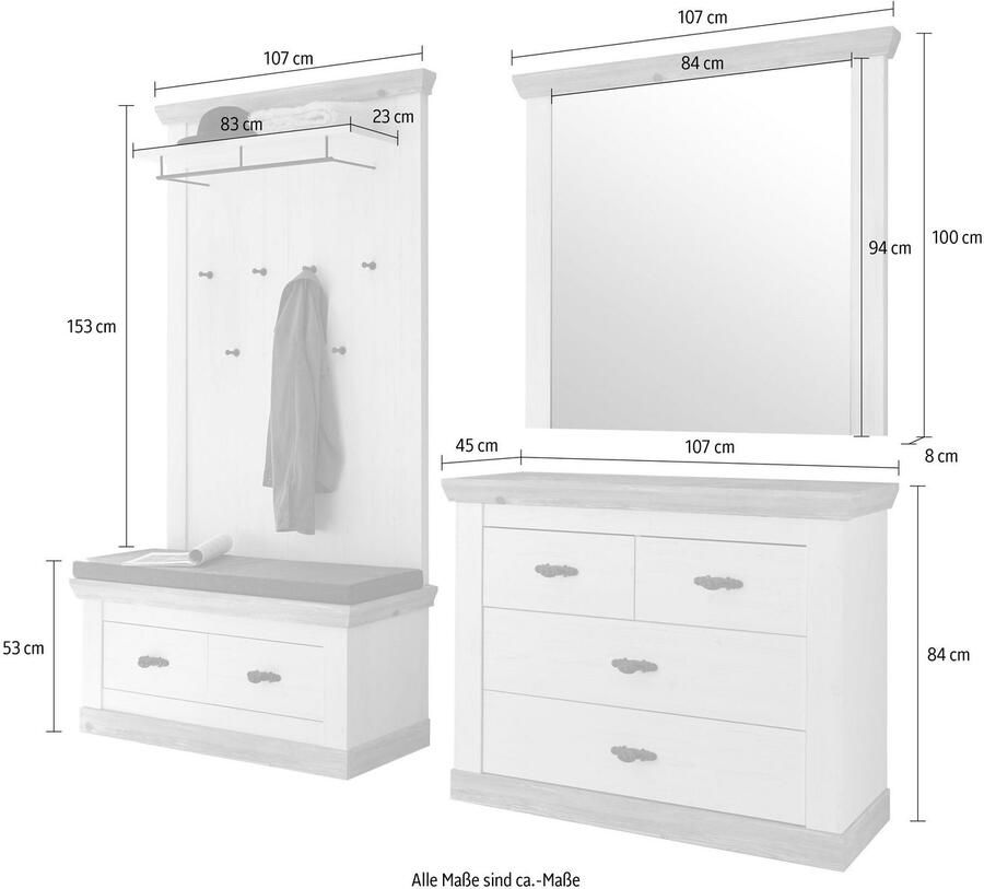 Home affaire Halmeubelset Florence bestaand uit 1 bank 1 paneel 1 spiegel en 1 kast (4-delig) - Foto 3