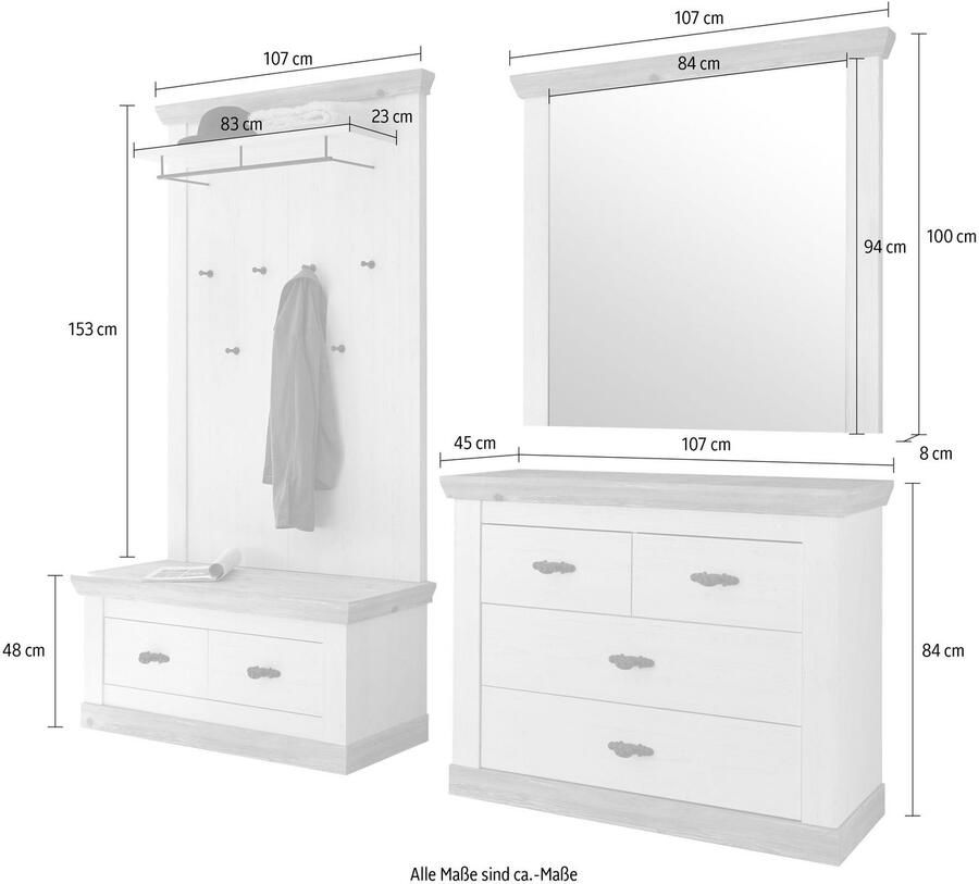 Home affaire Halmeubelset Florence bestaand uit 1 bank 1 paneel 1 spiegel en 1 kast (4-delig) - Foto 2