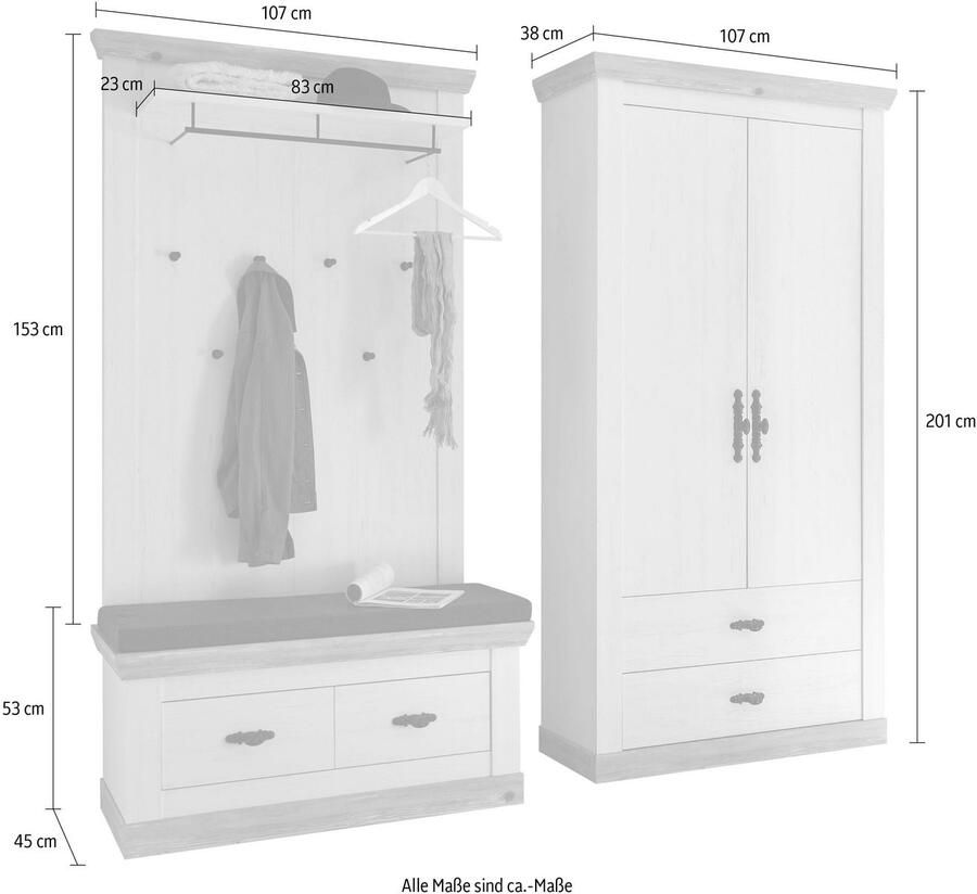 Home affaire Halmeubelset Florence bestaand uit 1 bank 1 paneel en 1 kast (3-delig) - Foto 3