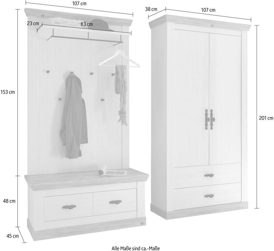 Home affaire Halmeubelset Florence bestaand uit 1 bank 1 paneel en 1 kast (3-delig) - Foto 3